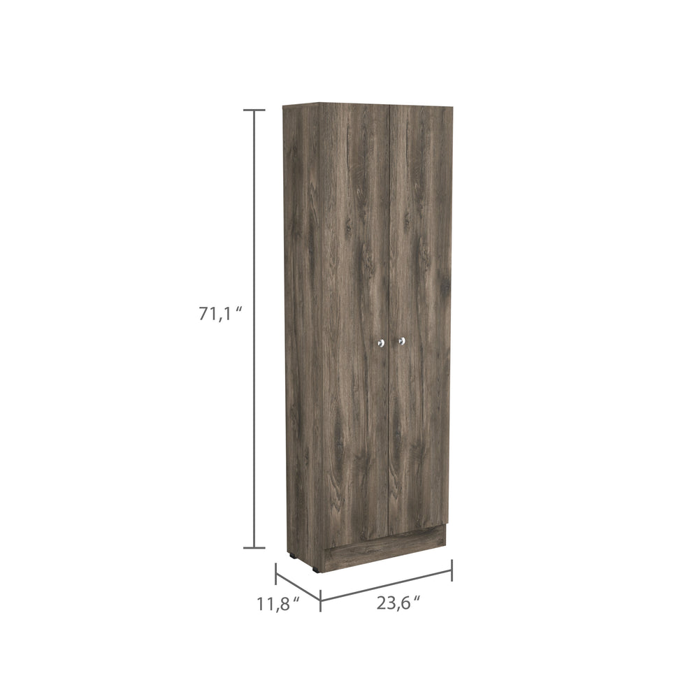 English Elm Multistorage Cabinet 71" H - Stylish Two-Tone Storage Solution With 5 Adjustable Shelves & Doors B097132948