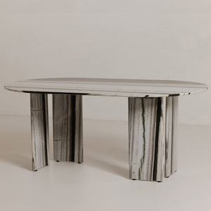 English Elm Celia Oval Panda Marble Dining Table Seats Six with Bold Black and White Veining B2769S00013