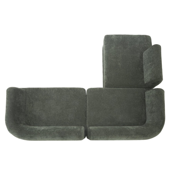 English Elm 115" L-shaped Sectional Three Piece Deep Seat Chaise Sofa for Modern Living Rooms Green N767P385430F