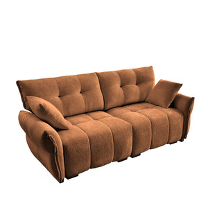 English Elm Premium Two-Seater Sofa with Ergonomic Support, High-Resilience Foam, Luxe Chenille Upholstery, Durable Wood Base Burnt Orange W714S01169