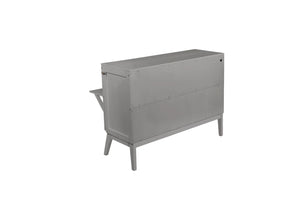 English Elm Queen Murphy Cabinet Bed Solid Pine Build with Usb Charging and Fold Out Desktop Grey W504S00167