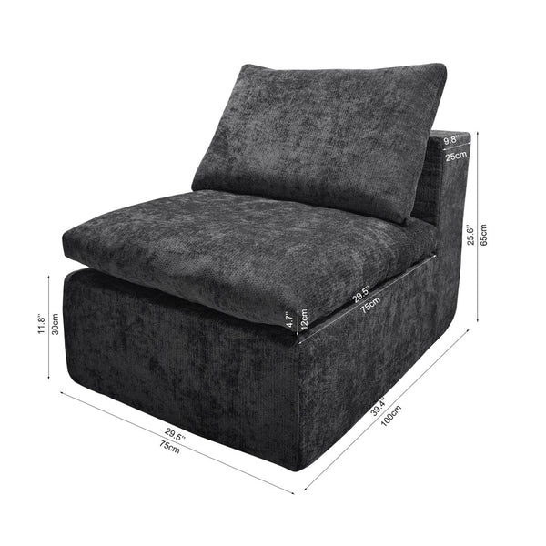 English Elm Wi-010-grey-1u Modular Sectional Sofa with Reversible Chaise in Corduroy Upholstery Grey W3819P405022