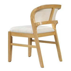 English Elm Mid-century Modern Linen Blend Dining Chairs Rubberwood Legs Sculptural Backrest Set of 2 Natural+Beige N768P442078N