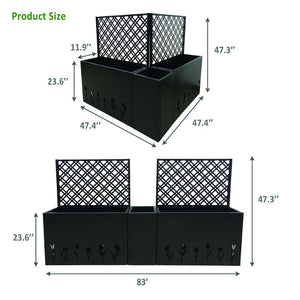 English Elm Metal Galvanized Planter Trellis Set of 3 Rust Resistant Raised Garden Bed for Patio W1586S00001