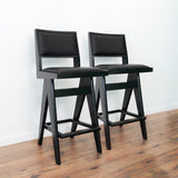 Ashcroft Furniture Keira Black PU Bar Stool (Set of 2) - Stylish Mid-Century Design for Your Home