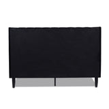 English Elm Aspen Vertical Tufted Headboard Platform Bed Set, Queen, Anthracite Black Velvet