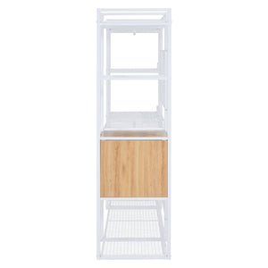English Elm Open-Style Wardrobe Storage System with Heavy-Duty Metal Frame, Rails, Shelves & Drawers - Sleek Durable Design for Organized Living White SF000087AAK