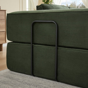 English Elm Large Modular Corduroy Sectional Sofa Configurable Seating for Family Living Rooms Army Green W3396S00056