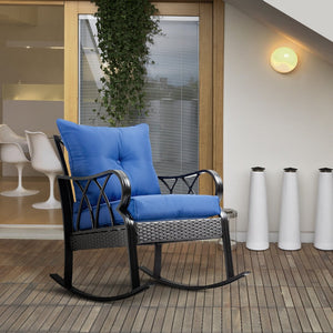 English Elm Outsunny Outdoor Wicker Rocking Chair With Plush Cushions, Stylish Aluminum Frame For Patios & Gardens W2225P174009-GIGA