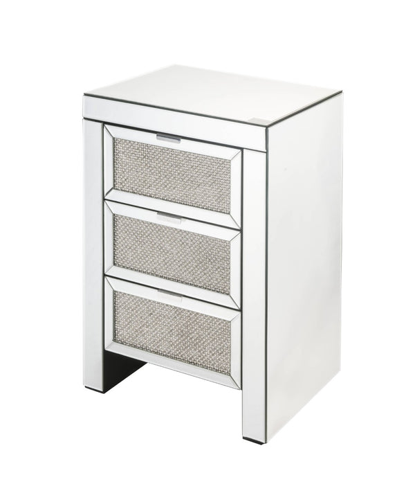 English Elm Noralie Glam Mirrored 3 Drawer Accent Table with Faux Diamond Acrylic Inlay B2726P457629