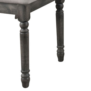 English Elm Tan Turned-Leg Open-Back Side Chairs Set of 2 with Padded Linen Cushion, Weathered Gray Wood Elegance B062P182723