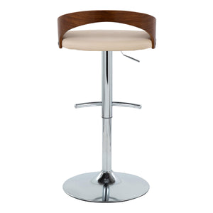 English Elm Grotto Set Of 2 Adjustable Barstools With 360° Swivel, Cream Faux Leather, Chrome & Walnut Finish B202S00919