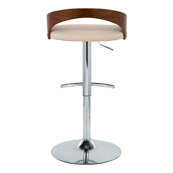 English Elm Grotto Set Of 2 Adjustable Barstools With 360° Swivel, Cream Faux Leather, Chrome & Walnut Finish B202S00919