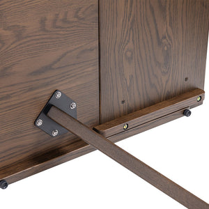 English Elm Jennifer Taylor Home - Capri Solid Red Oak 59–90.5" Extendable Dining Table for 6–8 with Mid-Century Tapered Legs and Grain Dark Brown B2719P395576