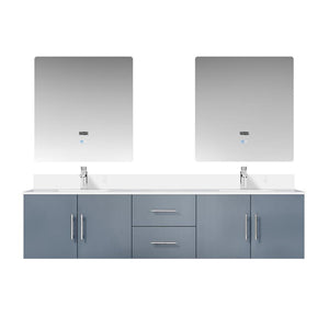 English Elm Dark Grey Double Bath Vanity 80" W x 22" D with Cultured Marble Top, Chrome Faucet, 30" LED Mirrors B2731S01099