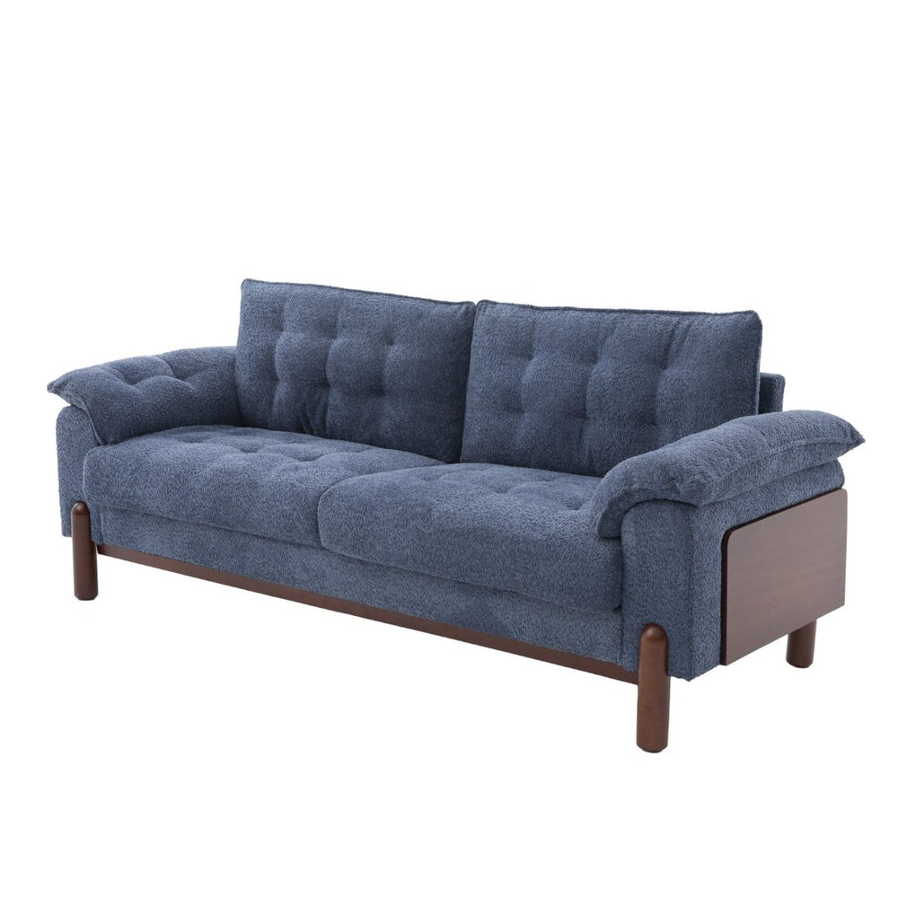 English Elm 83.5 In. Three Seat Boucle Sofa with Looped Texture and Lumbar Support for Living Rooms Navy Blue N773IS00096N