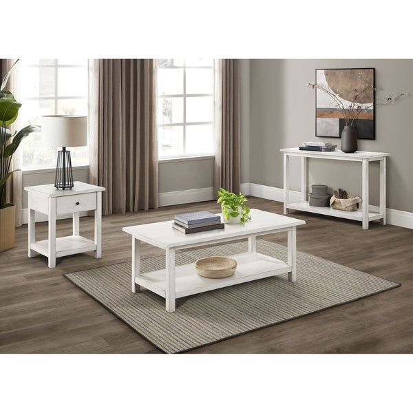 English Elm Castleton Farmhouse Pine End Table with Open Shelf and Drawer for Living Spaces B062P451649