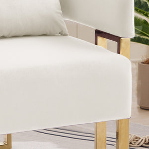 English Elm Ts Velvet Accent Chair Set of Two with Gold Metal Legs for Living Room or Office White W2311P414939