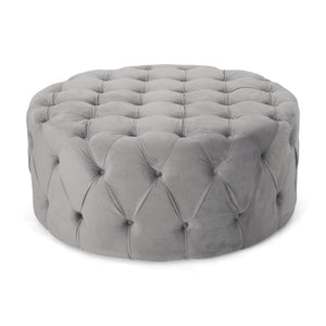 English Elm Ottoman Oversized Velvet Square Tufted Cocktail Piece for Glam Living Room Decor Grey 69074.00GRY