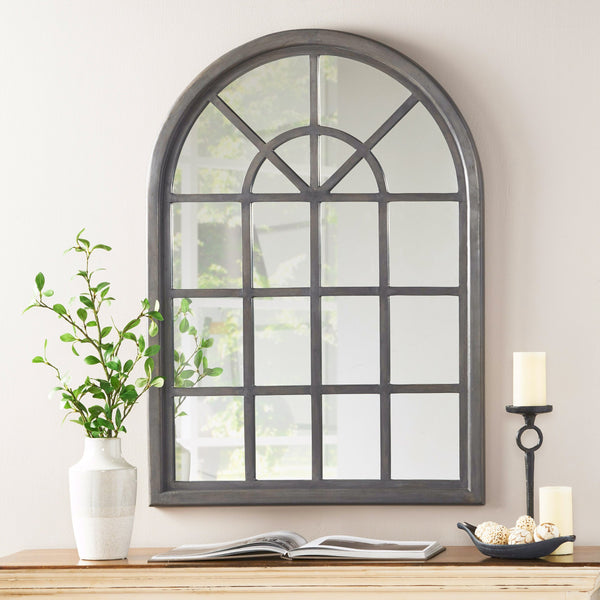 English Elm Christopher Knight Home® - ARCH Window Mirror Grey Wood 48.25x35 Decorative Arched Wall Accent with Rustic Farmhouse Charm and Depth 67057.00