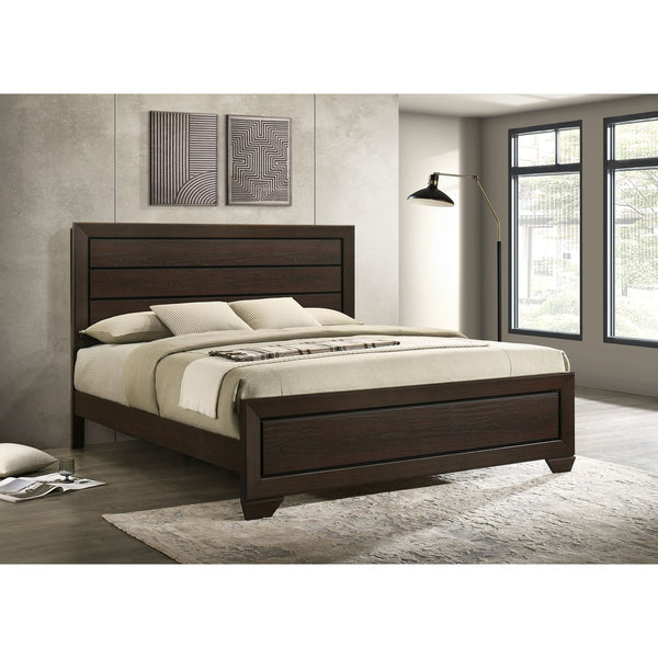 English Elm Villeparisis Dark Cocoa Eastern King Panel Bed with Horizontal Panels, Warm Transitional Wood Finish, Sturdy Design Elegant Craftsmanship B062S01088