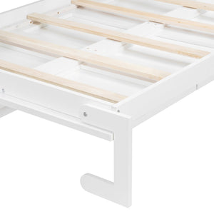 English Elm Twin-size Murphy Wall Bed with Led Lighting Usb Outlet and Decorative Printed Panel White LP000355AAK