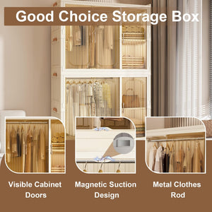English Elm Portable Wardrobe Closet Organizer - Modular Storage With 9 Cubes, 2 Hanging Rods & Lockable Casters W2699P327124-GIGA