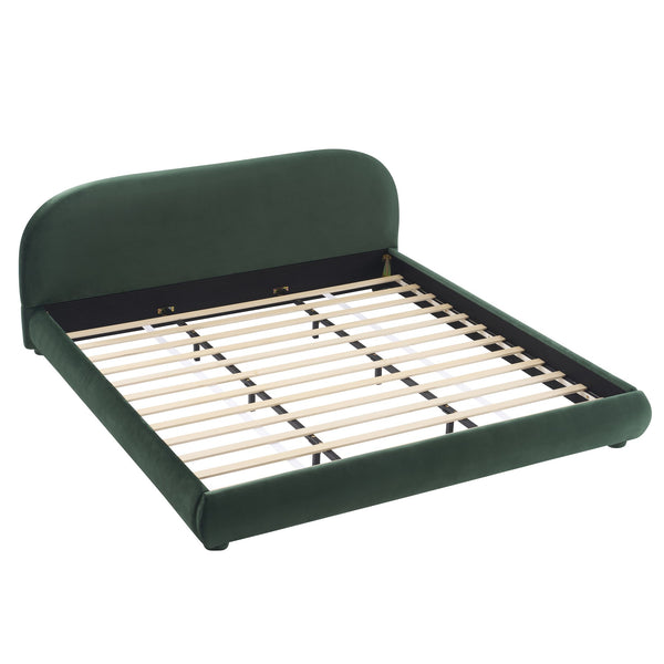 English Elm Christopher Knight Home® - Dark Green Velvet Soft Bed with Curved Headboard, 800lb Capacity, Easy Clean Luxury King Frame N769P348028G