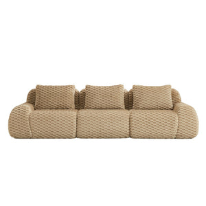 English Elm 114" Modular Cloud Sectional Sofa Flannelette Upholstery Deep Seat Living Room Couch Light Camel W714S01511