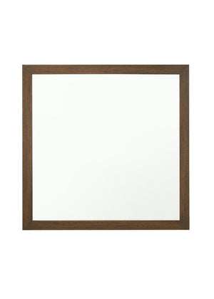 English Elm Miquell Square Wall Mirror with Detailed Molding Frame, 35" Inner Glass, Sleek Non-Beveled Edge Oak 43 L x 43 W x 2 H B2726P261892