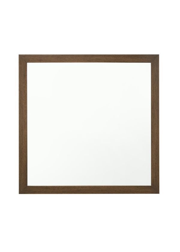 English Elm Miquell Square Wall Mirror with Detailed Molding Frame, 35" Inner Glass, Sleek Non-Beveled Edge Oak 43 L x 43 W x 2 H B2726P261892