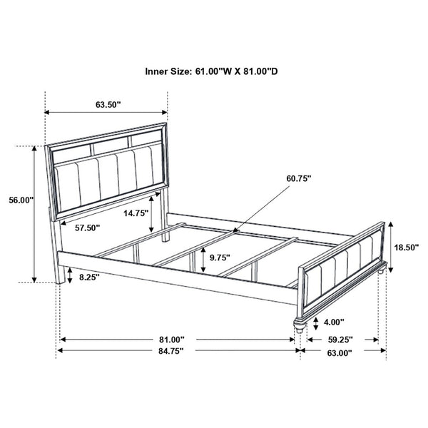 English Elm Randall Modern 4-Piece Queen Bedroom Set With Glamorous White Finish, Crystal Pulls & Ample Storage B062S01291-GIGA
