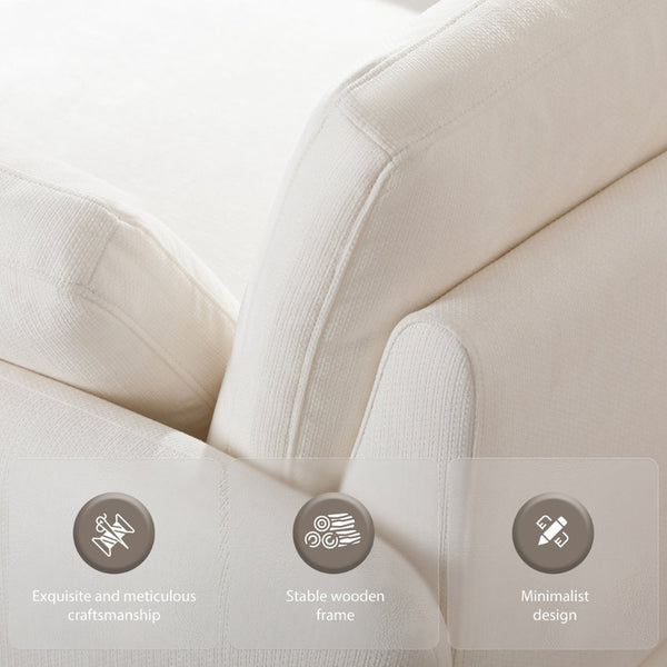 English Elm 50*43" Oversized Chenille Armchair Deep Lounge Seat Modern Minimalist Living Room Chair Cream N723S5042A