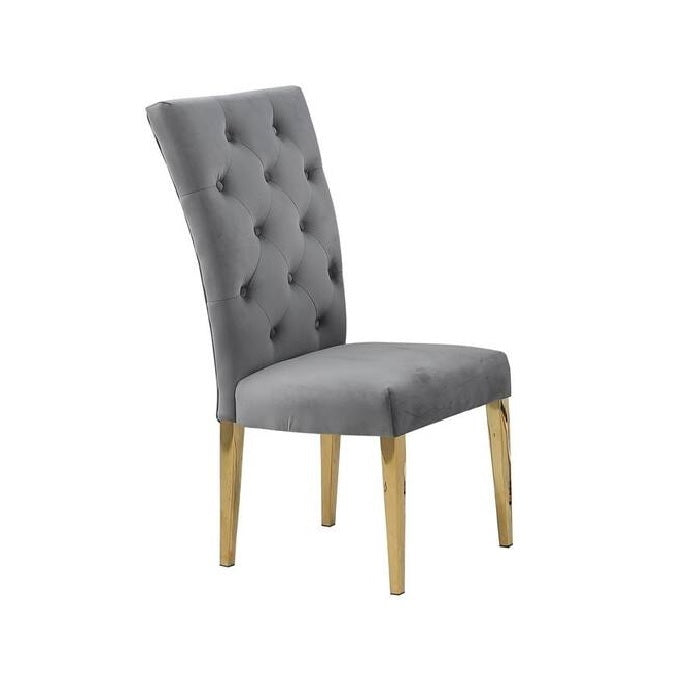 English Elm Modern Velvet Dining Chair Set Of 2 - Tufted Gray Upholstery With Gold Finish Legs For Glam Style B011P353090