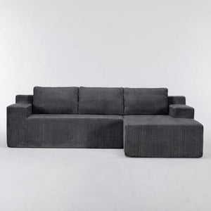 English Elm Corduroy L Shaped Modular Sectional Low Profile Floor Sofa for Living Room W1919S00010