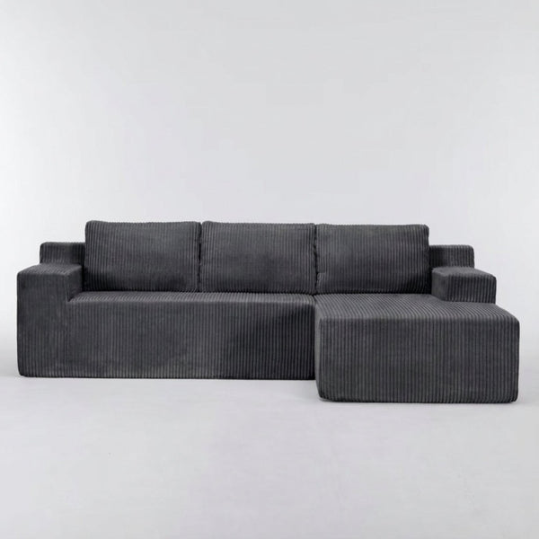 English Elm Corduroy L Shaped Modular Sectional Low Profile Floor Sofa for Living Room W1919S00010