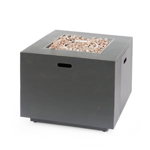 English Elm Christopher Knight Home® - 33" Outdoor Iron Square Propane Fire Pit with Hidden Tank Space, Powder-Coated Brushed Brown, 50,000 BTU Warmth and Durable Design 62837.00BRN-50K