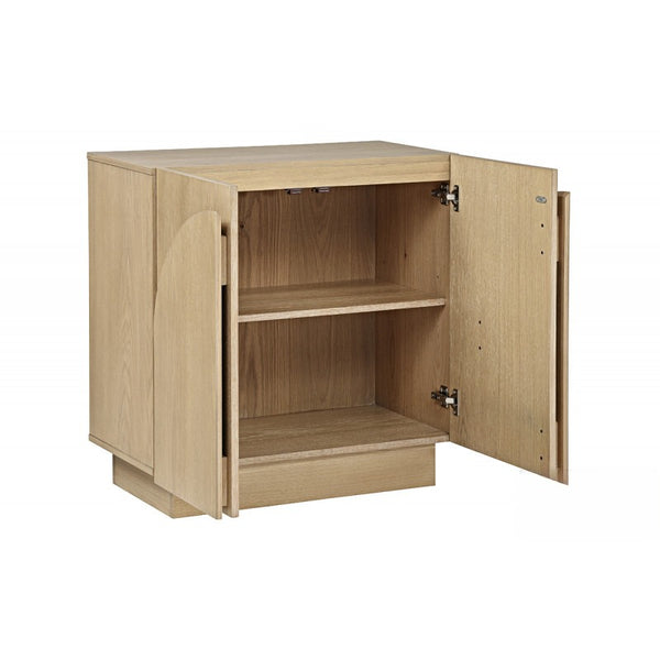 English Elm Mid-Century wooden sideboard buffet with arched doors and rounded edges, spacious storage, durable craftsmanship nurturing warmth Light Oak 33 L x 19 W x 29 H B011P367199