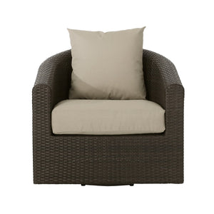 English Elm Outdoor Wicker Swivel Accent Chair with Aluminum Frame for Patio Resort Lounging N757P410822B