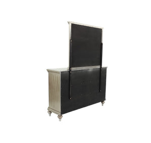 English Elm Luxury Modern Antique Silver Champagne Dresser with Mirror — 64" 6-Drawer Glam Storage for Bedroom Decor B011S01153