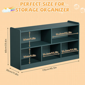 English Elm Wooden Five Cube Open Organizer Low Profile Montessori Bookshelf for Playroom or Nursery Light Green T3210P476851