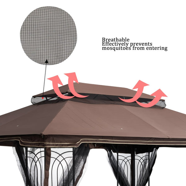 English Elm 13x10 Ft Double Roof Gazebo Replacement Canopy Uv Resistant Polyester Outdoor Cover W41941991