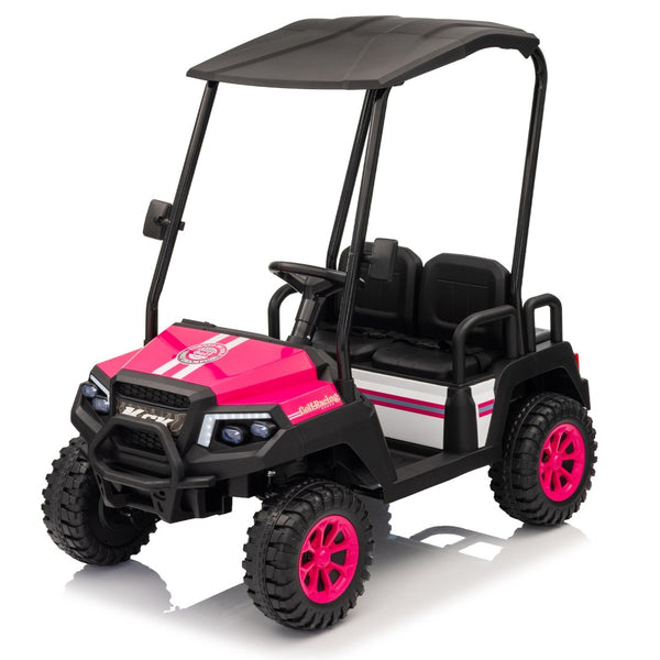 English Elm 24v Kids Electric Ride on Truck Four Seat All Wheel Drive Spring Suspension Sunshade Pink W1578P381257