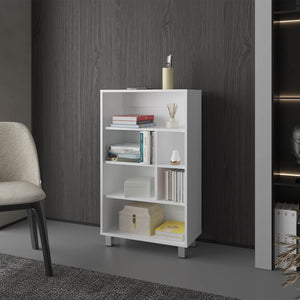 English Elm Charco Three-Shelf Bookcase Melamine, Scratch-Resistant Compact Storage for Living Room or Office Decor White 37 L x 25.2 W x 2.8 H B128P244989