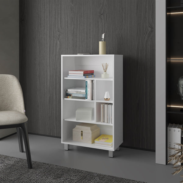 English Elm Charco Three-Shelf Bookcase Melamine, Scratch-Resistant Compact Storage for Living Room or Office Decor White 37 L x 25.2 W x 2.8 H B128P244989