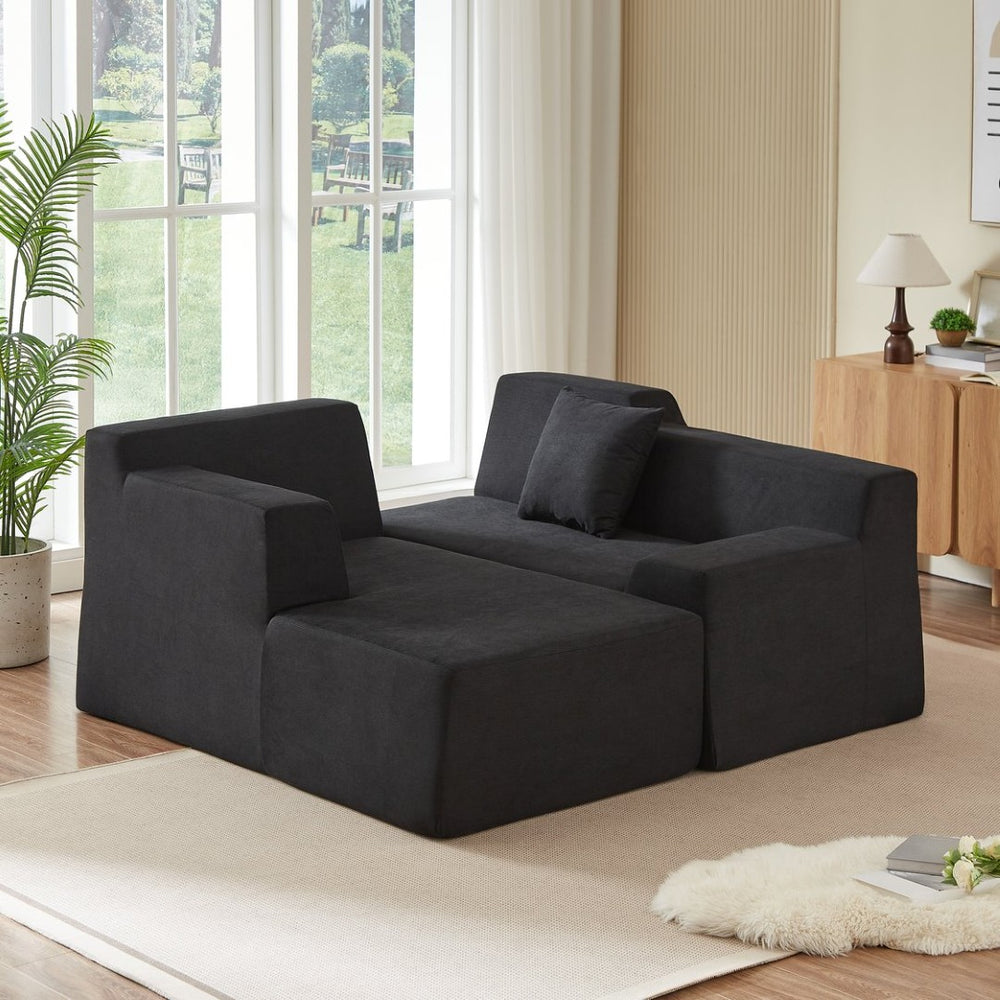 English Elm Modern Corduroy High Back Sectional Sofa Anchoring Living Room Corner Space W3396P413153