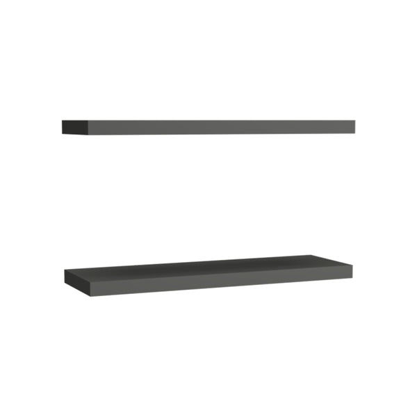 English Elm Floating Shelves - Modern Matt Gray Wall-Mounted Storage For Home Décor & Organization, 2 Shelves B097P250918