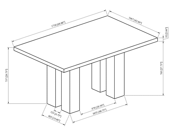 English Elm 7pc Modern Farmhouse Dining Set with Gold Chevron Trim 72" Table & Upholstered Chairs, Elegant Centerpiece Light Gray,White 45.27 L x 71.46 W x 3.94 H B2741S00521