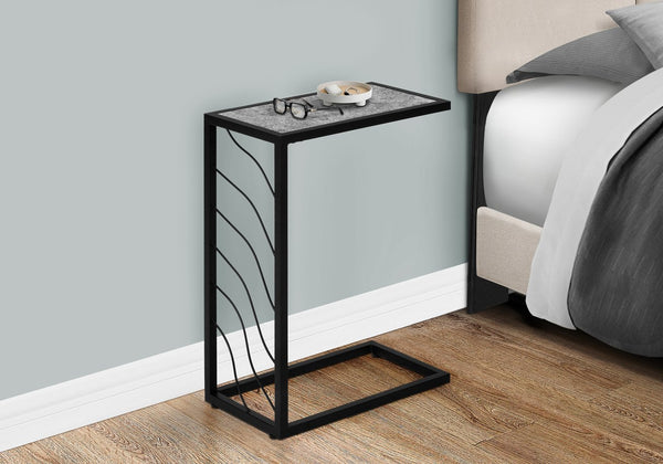 English Elm Accent Table, C-Shaped Design For Living Room And Bedroom, Grey Laminate Top With Black Metal Base B2710P219256
