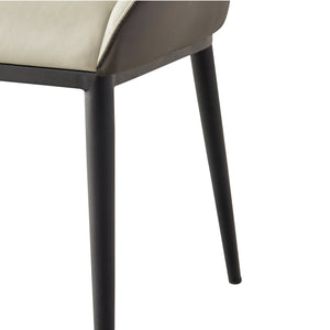 English Elm Dining Modern PU Leather Dining Chair Set of 2 — Wide Upholstered Seat, Thick Sponge Backrest, Sturdy Metal Legs, Black+Gray Elegance W1911P195031